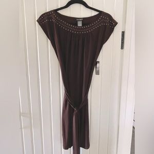 NWT Bisou Bisou Brown decorated neckline dress or long top/ Size 4 🤎🤎🤎🤎